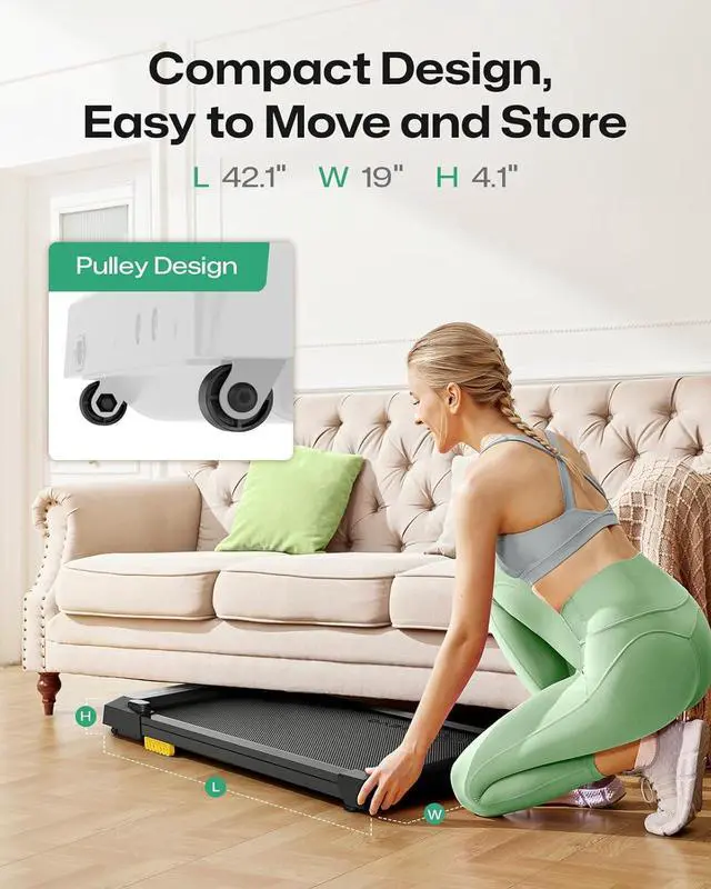 Alt view image 3 of 7 - UREVO Smart Walking Pad, Compact Under Desk Treadmill with Double Shock Absorption, Quiet Operation, Workout APP with Track Insights and MIIT Mode, Plug and Play, Remote or APP Control for Home Office