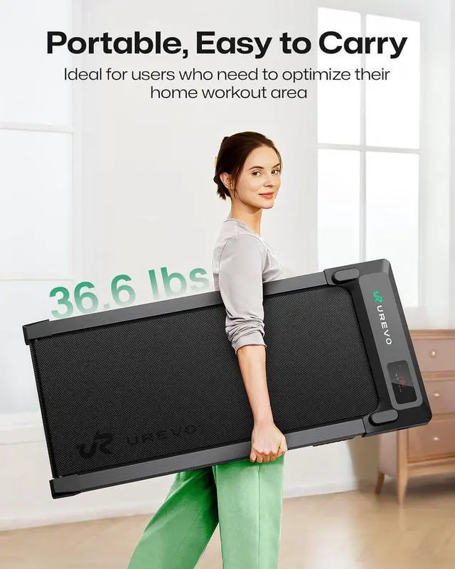 Alt view image 5 of 7 - UREVO Smart Walking Pad, Compact Under Desk Treadmill with Double Shock Absorption, Quiet Operation, Workout APP with Track Insights and MIIT Mode, Plug and Play, Remote or APP Control for Home Office