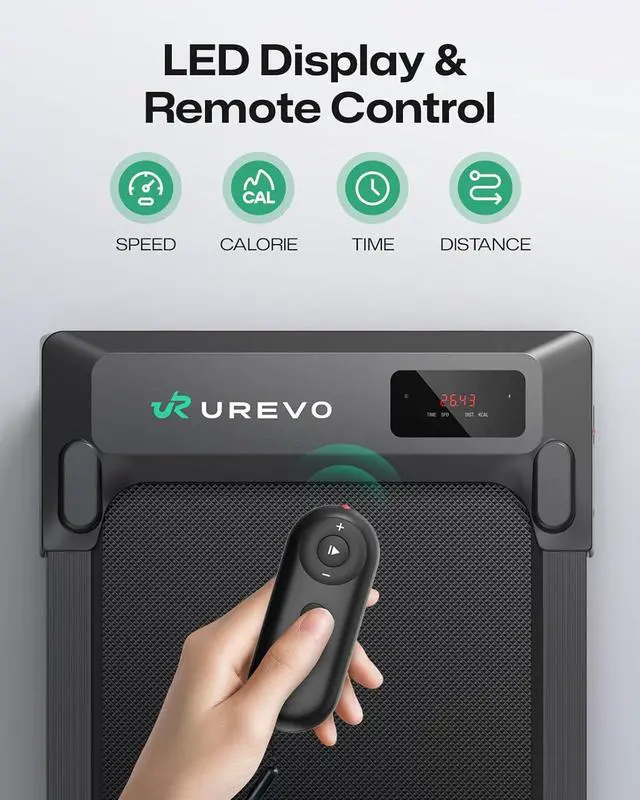Alt view image 7 of 7 - UREVO Smart Walking Pad, Compact Under Desk Treadmill with Double Shock Absorption, Quiet Operation, Workout APP with Track Insights and MIIT Mode, Plug and Play, Remote or APP Control for Home Office