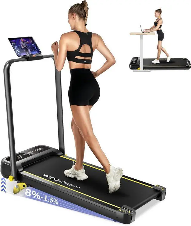 Main image of Foldable Treadmill with Incline, Walking Pad with Handle Bar 3 Level Incline, Portable Folding Treadmills for Home/Office 300 Lbs Capacity, Quiet Desk Treadmill with Remote Control & APP