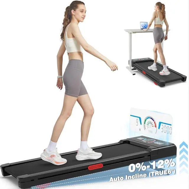 Main image of Walking Pad Treadmill with 12% 9-Level Auto Incline, 450 lbs Capacity and RGB LED Screen Under Desk Treadmill with Hiking Mode, Compact Treadmills for Home Small/Office