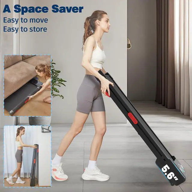 Alt view image 6 of 7 - Walking Pad Treadmill with 12% 9-Level Auto Incline, 450 lbs Capacity and RGB LED Screen Under Desk Treadmill with Hiking Mode, Compact Treadmills for Home Small/Office