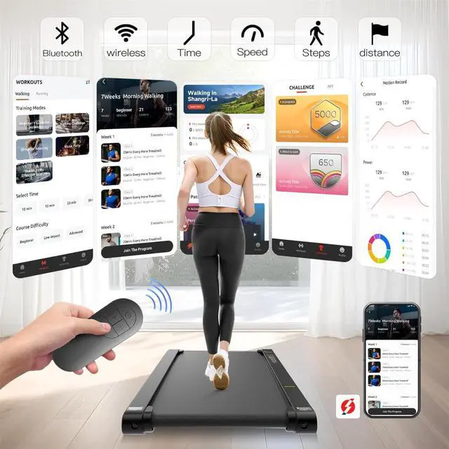 Alt view image 2 of 7 - Sperax Walking Vibration Pad with APP, 3 in 1 Under Desk Treadmill, 2.5HP Low Noise Walking Treadmill Pad with Remote Control,Portable Treadmill for Home Office