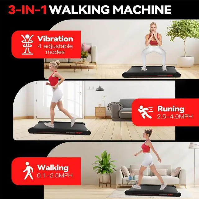 Alt view image 3 of 7 - Sperax Walking Vibration Pad with APP, 3 in 1 Under Desk Treadmill, 2.5HP Low Noise Walking Treadmill Pad with Remote Control,Portable Treadmill for Home Office