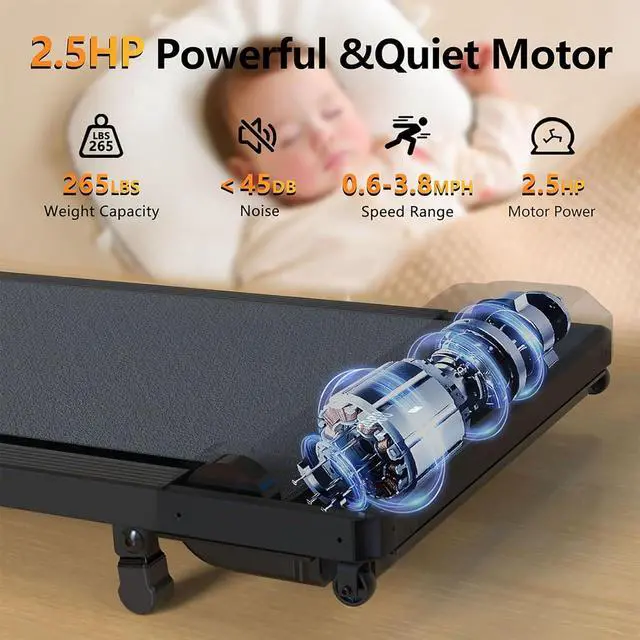 Alt view image 2 of 7 - Walking Pad Treadmill with Incline,Under Desk Treadmill with Incline 2 in 1 for Walking and Jogging,2.5HP Compact Incline Walking Pad for Home Office with Remote Control