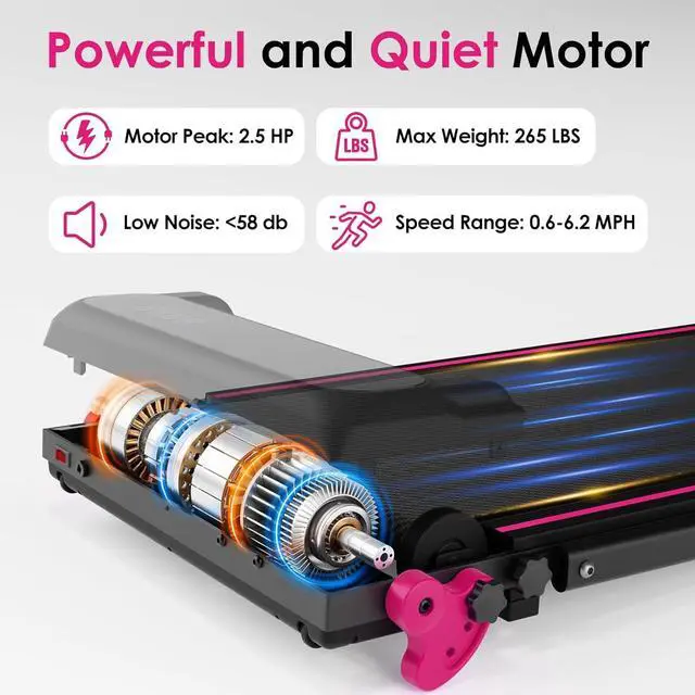 Alt view image 4 of 7 - Walking Pad Treadmill with Incline and Lights, Under Desk Treadmill with Incline for Home Office, 3 in 1 Portable Treadmill with LED Display and APP