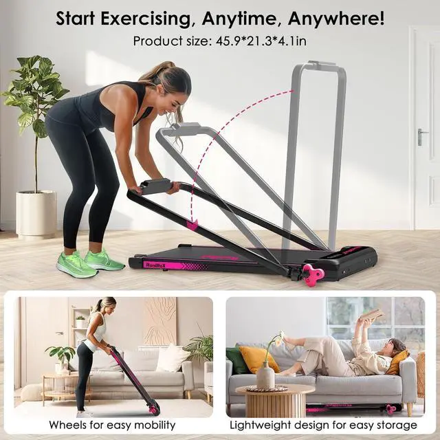 Alt view image 7 of 7 - Walking Pad Treadmill with Incline and Lights, Under Desk Treadmill with Incline for Home Office, 3 in 1 Portable Treadmill with LED Display and APP