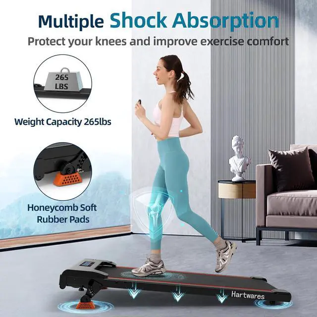 Alt view image 4 of 6 - Walking Pad Treadmill Under Desk Treadmill,Walking Pad Treadmills for Home Portable Treadmill with Remote Control,2.5HP Brushless Motorized Walking Treadmill,2 in 1 Treadmill for Home Office
