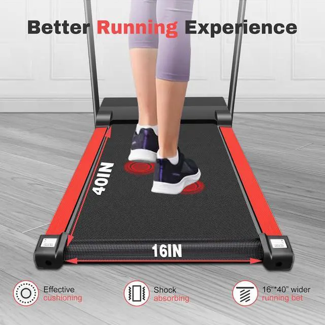 Alt view image 5 of 7 - Treadmill for Home, 3.0 HP Foldable Portable Treadmill with Handle, Small Compact Treadmill 300 LBS Capacity with 12 Preset Programs LED Display Walking Running Treadmills for Office