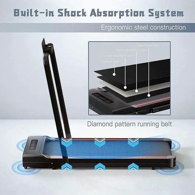 Alt view image 5 of 6 - Sperax Treadmill,Walking Pad,Under Desk Treadmill,3 in 1 Folding Treadmills,Treadmills for Home,Black Red