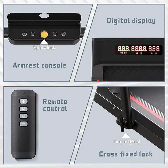 Alt view image 6 of 6 - Sperax Treadmill,Walking Pad,Under Desk Treadmill,3 in 1 Folding Treadmills,Treadmills for Home,Black Red