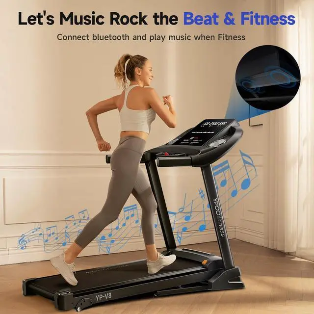 Alt view image 2 of 7 - Treadmills for Home Use, Walking Pad Treadmill with Incline, Auto Foldable Treadmill for Home, 8.0 MPH Running Treadmill with Bluetooth Enabled, 300 lbs User Capacity