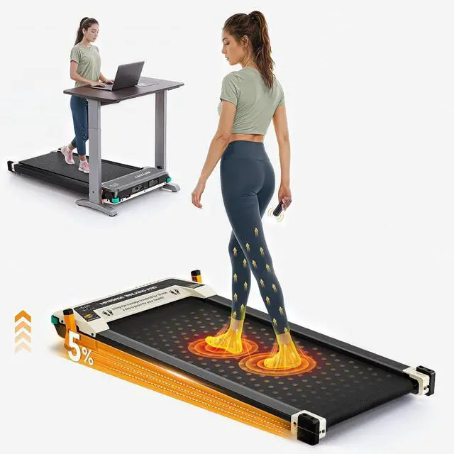 Main image of Walking Pad with Incline, Under Desk Treadmill with 2 Control Options, Ultra Slim Design and Double Shock Absorption, LED Display, Powerful and Quiet Treadmill for Walking/Jogging