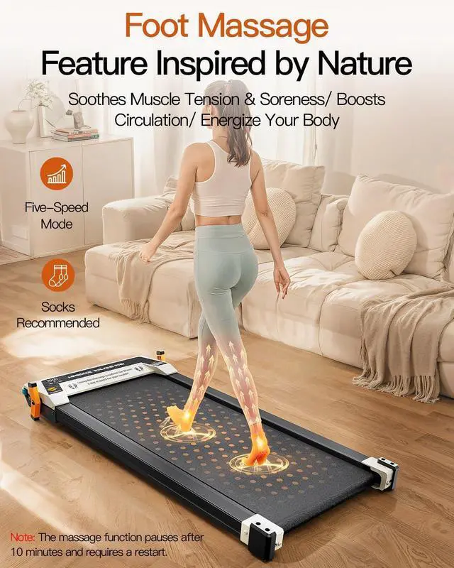 Alt view image 4 of 7 - Walking Pad with Incline, Under Desk Treadmill with 2 Control Options, Ultra Slim Design and Double Shock Absorption, LED Display, Powerful and Quiet Treadmill for Walking/Jogging