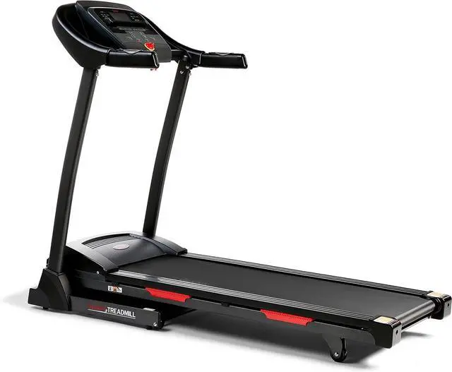 Alt view image 2 of 7 - Sunny Health & Fitness Premium Folding Treadmill for Home with Adjustable Incline, Shock Absorption, Digital Monitor, Pulse Sensors, Speed Buttons, Optional Free SunnyFit App Bluetooth Connection