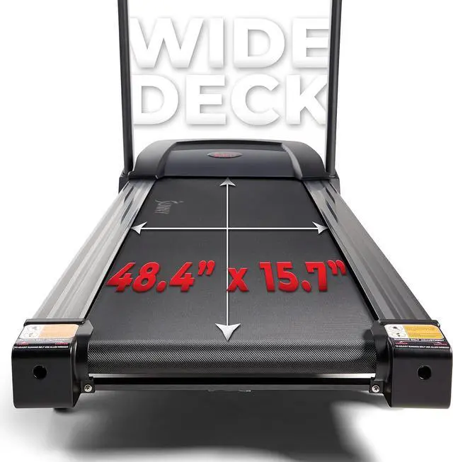 Alt view image 6 of 7 - Sunny Health & Fitness Premium Folding Treadmill for Home with Adjustable Incline, Shock Absorption, Digital Monitor, Pulse Sensors, Speed Buttons, Optional Free SunnyFit App Bluetooth Connection