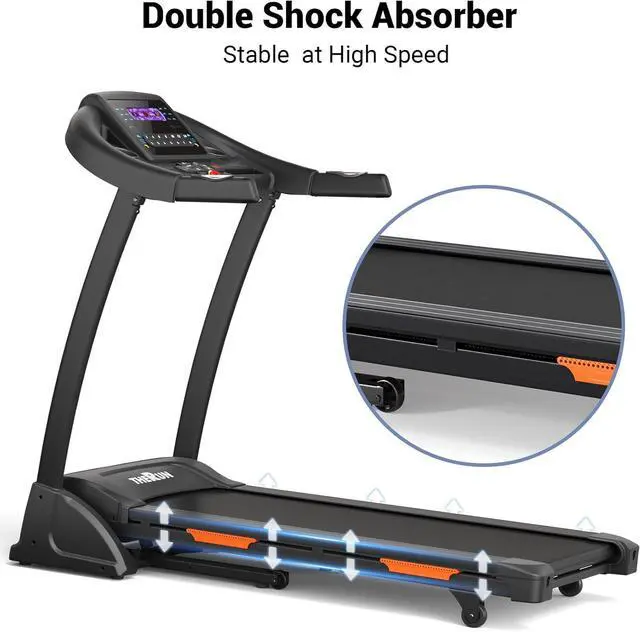Alt view image 3 of 7 - THERUN Incline Treadmill for Running and Walking, 300 lbs Weight Capacity Folding Treadmill with 0-15% Auto Incline, Wide Belt, 3.5HP, App, Heart Rate