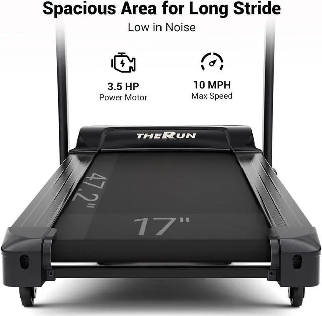 Alt view image 5 of 7 - THERUN Incline Treadmill for Running and Walking, 300 lbs Weight Capacity Folding Treadmill with 0-15% Auto Incline, Wide Belt, 3.5HP, App, Heart Rate