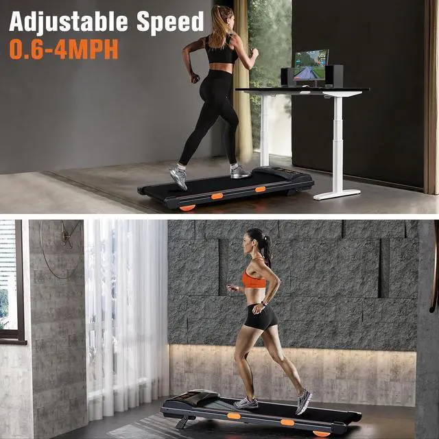 Alt view image 2 of 7 - Walking Pad Treadmill with Incline, Under Desk Treadmill for Home Office, Portable Treadmill 2.5HP, 300 lbs Capacity, APP/Remote Control, LED Displays, Manual Incline(M)