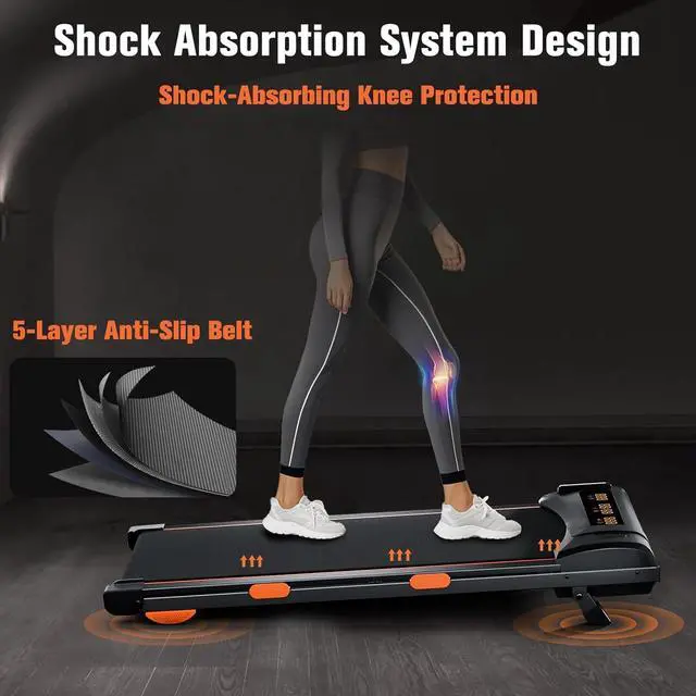 Alt view image 4 of 7 - Walking Pad Treadmill with Incline, Under Desk Treadmill for Home Office, Portable Treadmill 2.5HP, 300 lbs Capacity, APP/Remote Control, LED Displays, Manual Incline(M)