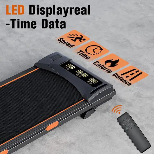 Alt view image 6 of 7 - Walking Pad Treadmill with Incline, Under Desk Treadmill for Home Office, Portable Treadmill 2.5HP, 300 lbs Capacity, APP/Remote Control, LED Displays, Manual Incline(M)