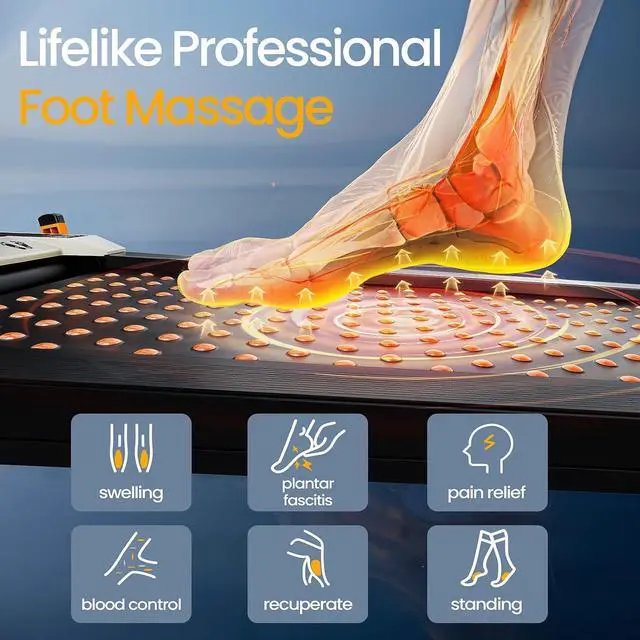 Alt view image 4 of 7 - 2 Side Walking Pad with Incline Massage Function, 2 in 1 Under Desk Walking Pad and Foot Massager Treadmills for Home/Office, Portable Treadmill with Remote Control LED Display
