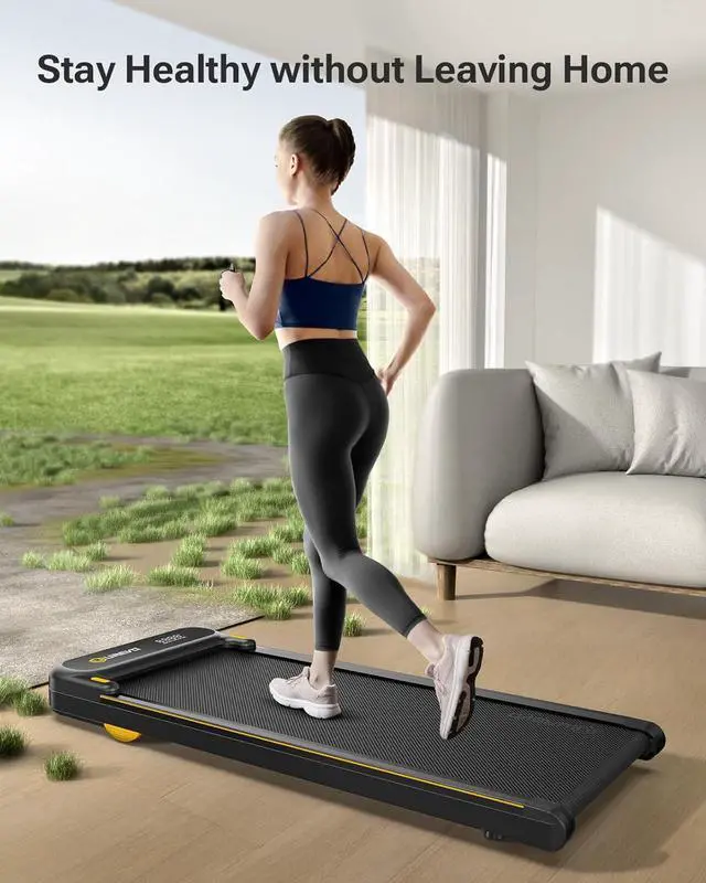 Alt view image 3 of 7 - UREVO Walking pad, Under Desk Treadmill for Home Office, Portable Desk Treadmill with Double Shock Absorption Remote Control LED Display, 265 Lb Capacity