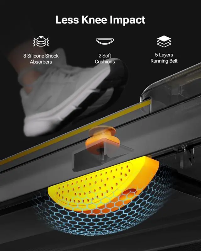 Alt view image 4 of 7 - UREVO Walking pad, Under Desk Treadmill for Home Office, Portable Desk Treadmill with Double Shock Absorption Remote Control LED Display, 265 Lb Capacity