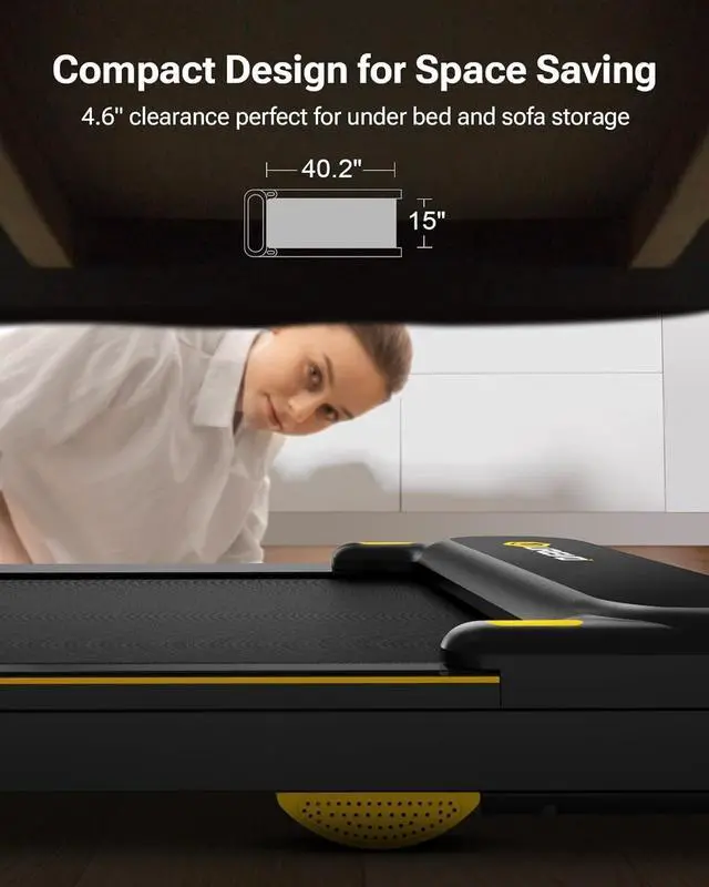 Alt view image 5 of 7 - UREVO Walking pad, Under Desk Treadmill for Home Office, Portable Desk Treadmill with Double Shock Absorption Remote Control LED Display, 265 Lb Capacity