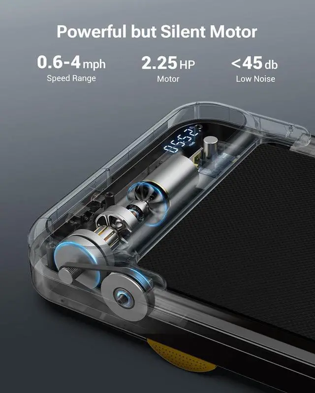 Alt view image 6 of 7 - UREVO Walking pad, Under Desk Treadmill for Home Office, Portable Desk Treadmill with Double Shock Absorption Remote Control LED Display, 265 Lb Capacity