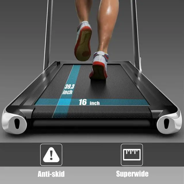 Alt view image 7 of 7 - Goplus 2 in 1 Folding Treadmill, 2.25HP Superfit Under Desk Electric Treadmill, Installation-Free with Remote Control, APP Control and LED Display, Walking Jogging for Home Office