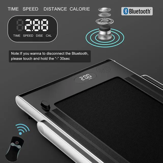 Alt view image 6 of 7 - Goplus 2 in 1 Folding Treadmill, 2.25HP Superfit Under Desk Electric Treadmill, Installation-Free with Remote Control, APP Control and LED Display, Walking Jogging for Home Office