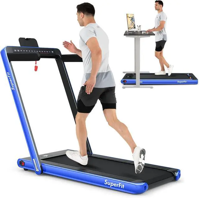 Main image of Goplus 2 in 1 Folding Treadmill with Dual Display, 2.25HP Superfit Under Desk Electric Pad Treadmill, Installation-Free, Blue Tooth Speaker, APP Control, Remote Control, Walking Jogging for Home