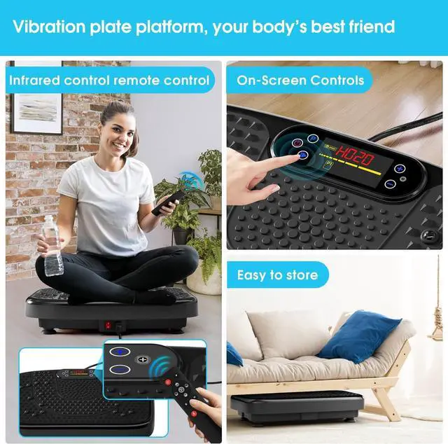 Alt view image 2 of 7 - Vibration Plate Exercise Machine for Lymphatic Drainage Weight Loss,SoftGym Power Vibration Plate 300-400 Lbs Capacity Full Whole Body Workout Vibration Platform,Waver Vibration Plate for Home Fitness