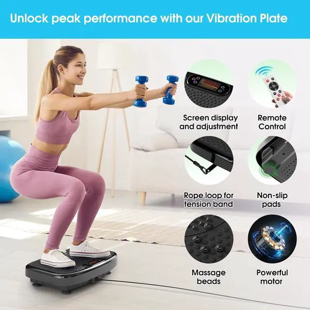 Alt view image 3 of 7 - Vibration Plate Exercise Machine for Lymphatic Drainage Weight Loss,SoftGym Power Vibration Plate 300-400 Lbs Capacity Full Whole Body Workout Vibration Platform,Waver Vibration Plate for Home Fitness