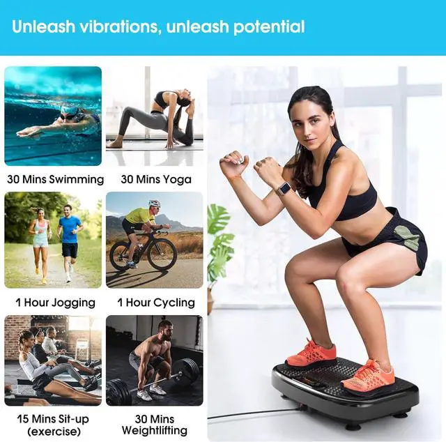Alt view image 4 of 7 - Vibration Plate Exercise Machine for Lymphatic Drainage Weight Loss,SoftGym Power Vibration Plate 300-400 Lbs Capacity Full Whole Body Workout Vibration Platform,Waver Vibration Plate for Home Fitness