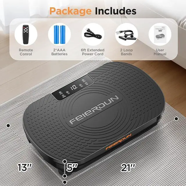 Alt view image 7 of 7 - FEIERDUN Vibration Plate Exercise Machine, Vibration Plate for Lymphatic Drainage, Power Plate Vibration Platform for Weight Loss, Toning & Wellness