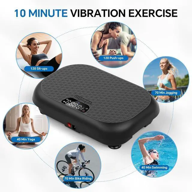 Alt view image 2 of 7 - Vibration Plate Exercise Machine Weight Loss, Power Vibration Plates for Lymphatic Drainage, Full Body Workout Vibrating Plate Automatic Mode P1-P10 Fitness Platform, 450 Lbs Capacity