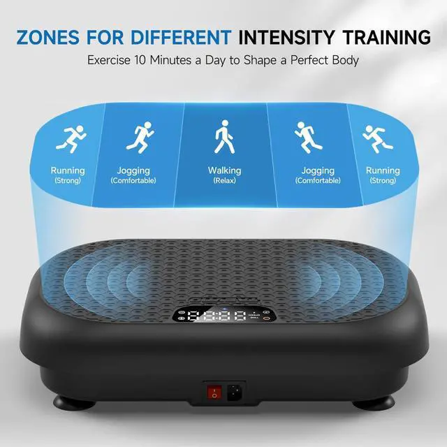 Alt view image 6 of 7 - Vibration Plate Exercise Machine Weight Loss, Power Vibration Plates for Lymphatic Drainage, Full Body Workout Vibrating Plate Automatic Mode P1-P10 Fitness Platform, 450 Lbs Capacity