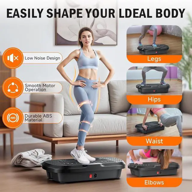 Alt view image 2 of 7 - Vibration Plate Exercise Machine, Whole Body Workout Vibration Plate for Lymphatic Drainage, 240 Adjustable Speeds Power Vibrating Plate Home Fitness Platform for Shaping, Max Weight 330lbs