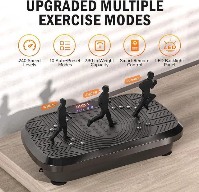 Alt view image 3 of 7 - Vibration Plate Exercise Machine, Whole Body Workout Vibration Plate for Lymphatic Drainage, 240 Adjustable Speeds Power Vibrating Plate Home Fitness Platform for Shaping, Max Weight 330lbs
