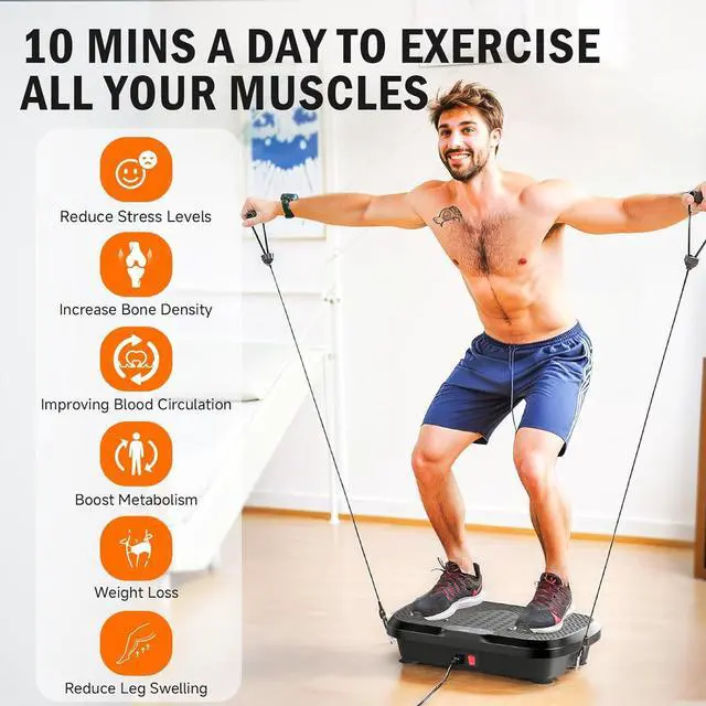 Alt view image 4 of 7 - Vibration Plate Exercise Machine, Whole Body Workout Vibration Plate for Lymphatic Drainage, 240 Adjustable Speeds Power Vibrating Plate Home Fitness Platform for Shaping, Max Weight 330lbs