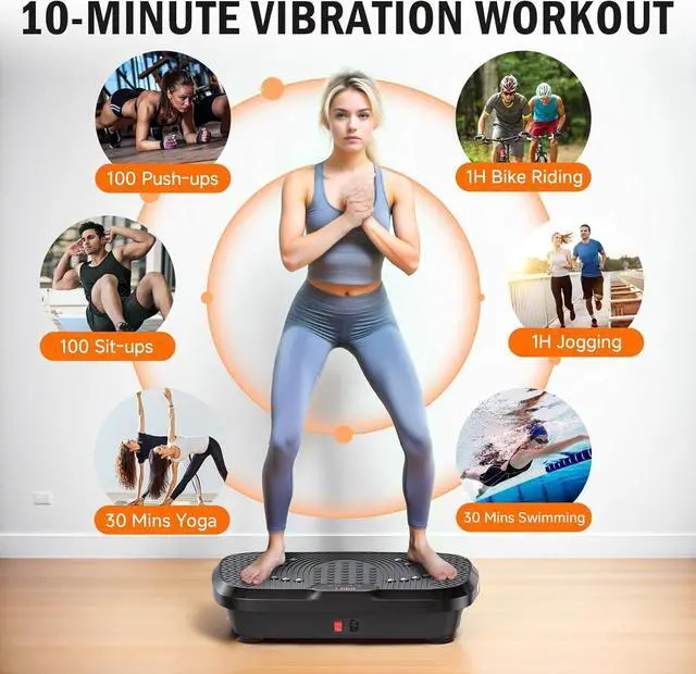 Alt view image 5 of 7 - Vibration Plate Exercise Machine, Whole Body Workout Vibration Plate for Lymphatic Drainage, 240 Adjustable Speeds Power Vibrating Plate Home Fitness Platform for Shaping, Max Weight 330lbs