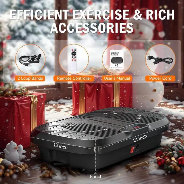 Alt view image 7 of 7 - Vibration Plate Exercise Machine, Whole Body Workout Vibration Plate for Lymphatic Drainage, 240 Adjustable Speeds Power Vibrating Plate Home Fitness Platform for Shaping, Max Weight 330lbs