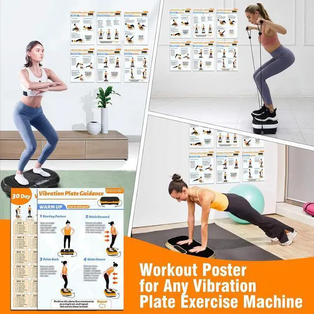 Alt view image 5 of 7 - Vibration Plate Exercise Machine Poster, 6 Workout Guidance & 2 Pcs Vibration Plate Planner, Comprehensive Whole Body Wave Vibrating Plate Workout Chart Poster