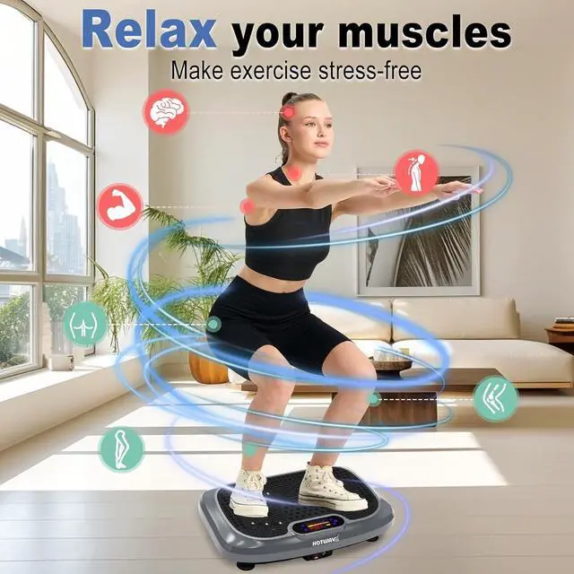 Alt view image 2 of 7 - HOTWAVE Vibration Plate Exercise Machine for Lymphatic Drainage, Power Vibrating Plates Platform for Weight Loss - Whole Body Waver Shaker Vibration Plate Machine Home Gym Shaping Fitness Workout