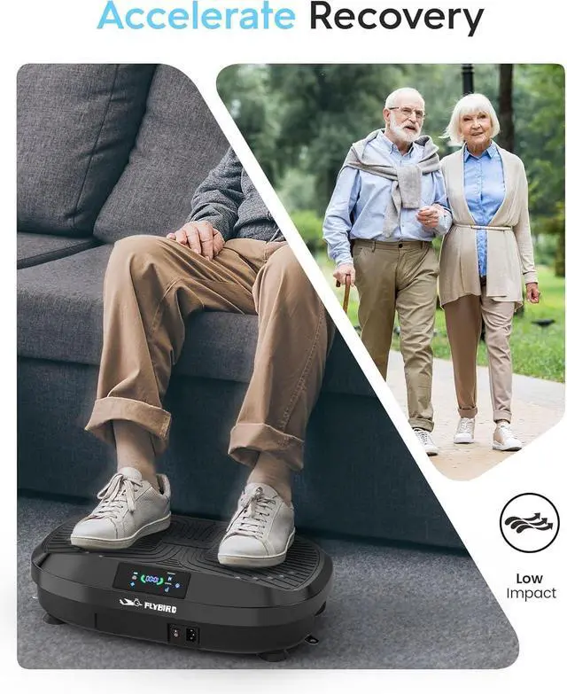 Alt view image 6 of 7 - FLYBIRD Vibration Plate- 4D & Oscillation Two Types Vibration Platform, Whole Body Workout Vibration Plate Exercise Machine for Bone Density Building & Lymphatic Drainage