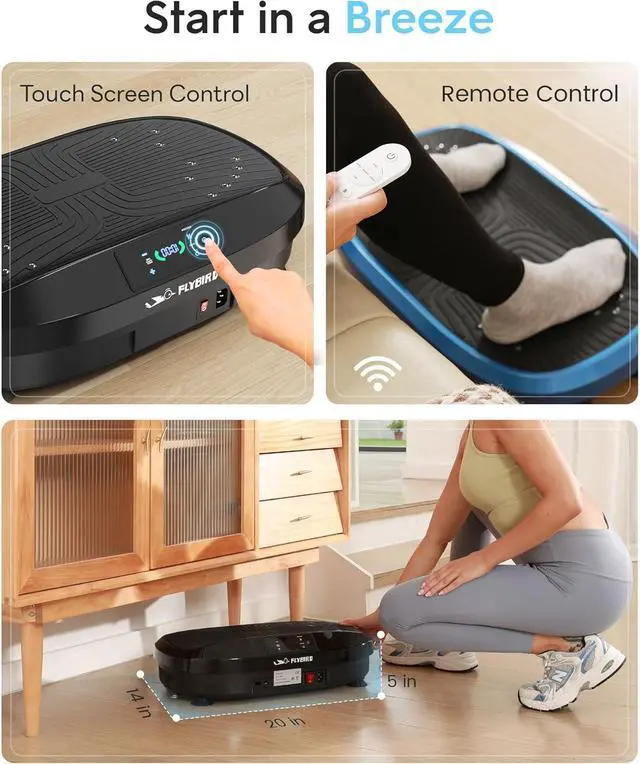 Alt view image 7 of 7 - FLYBIRD Vibration Plate- 4D & Oscillation Two Types Vibration Platform, Whole Body Workout Vibration Plate Exercise Machine for Bone Density Building & Lymphatic Drainage