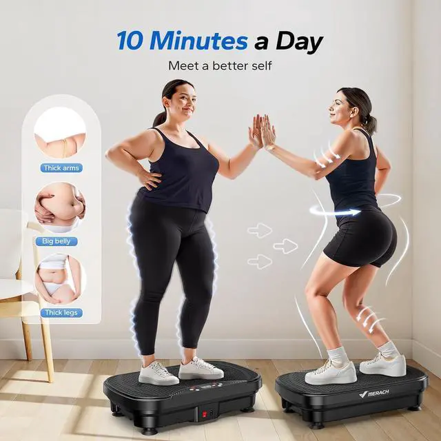 Alt view image 4 of 7 - MERACH Vibration Plate Exercise Machine, Vibration Plate with Bluetooth and LED Display, Vibrating Plate Exercise Machine for Women Men, Workout Equipment for Home