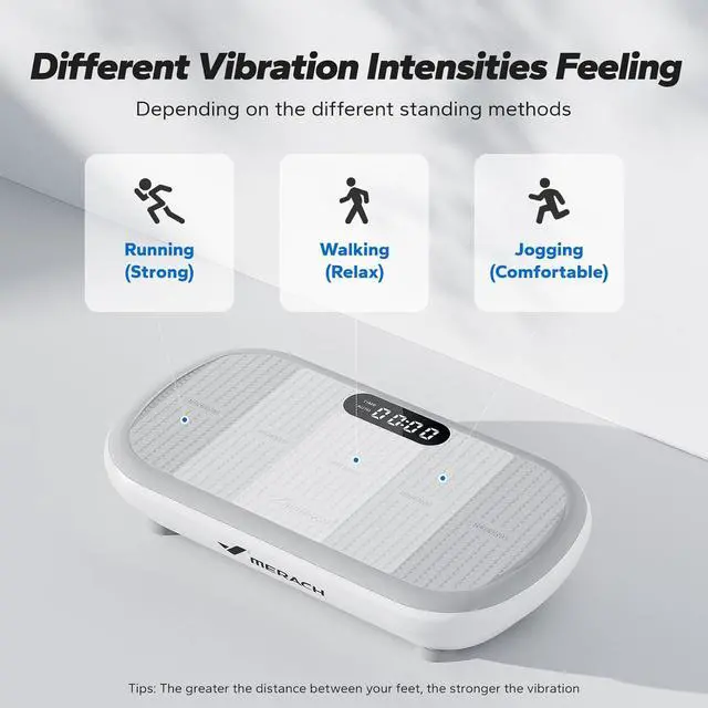 Alt view image 4 of 7 - MERACH Vibration Plate Exercise Machine, Vibration Plate 440 Lbs Capacity, Bluetooth and Silicone Pedal, Stimulate Deep Fat, Vibration Plate for Lymphatic Drainage, Vibrating for Weight Loss